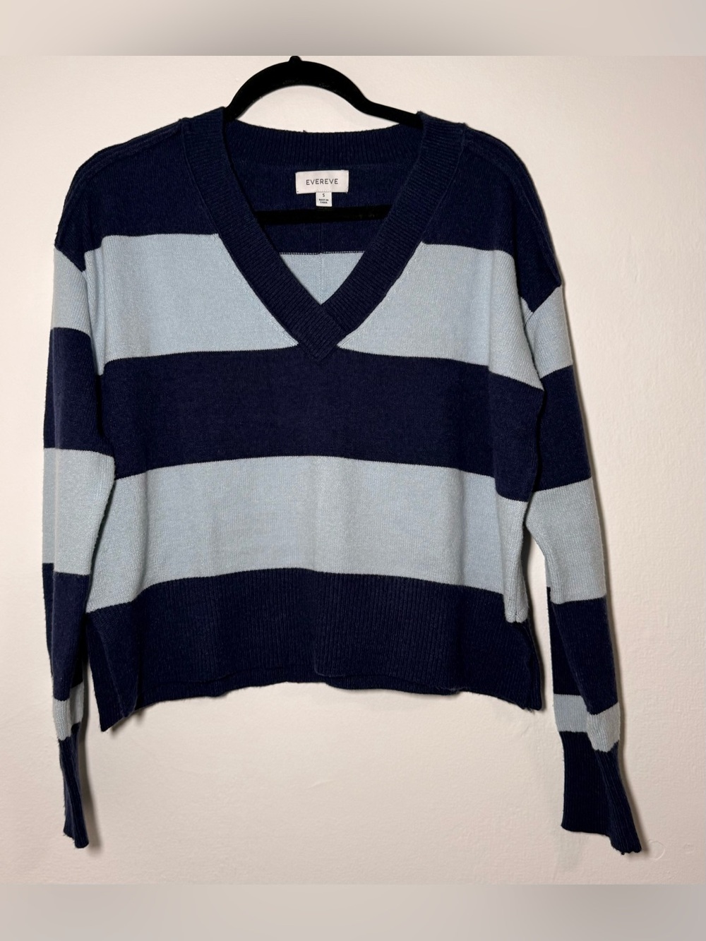 EVEREVE Womens stripped sweater blue black size small S